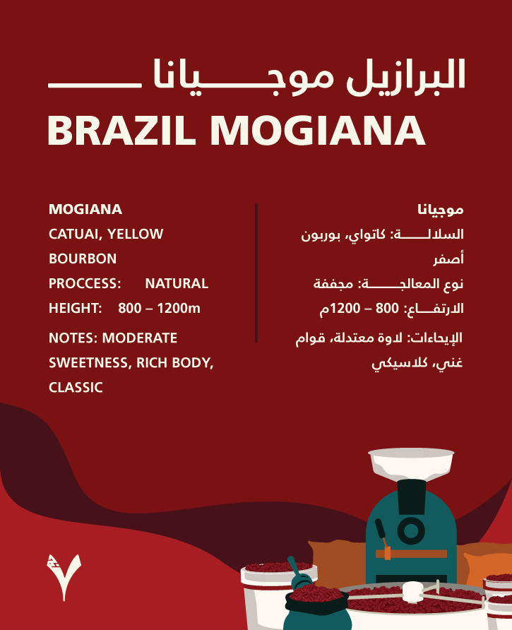 قهوة برازيل موجيانا 250 جرام + 2 كوب هدية